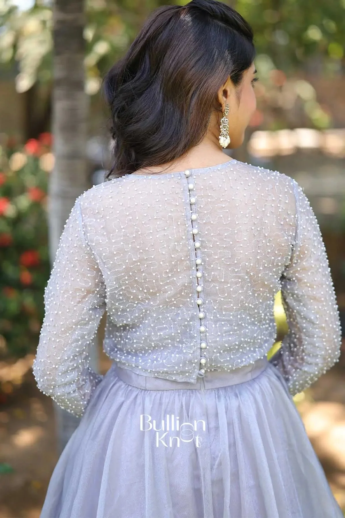 Roohaniyat Silver Shimmer Gown with Beaded Jacket - Image 4