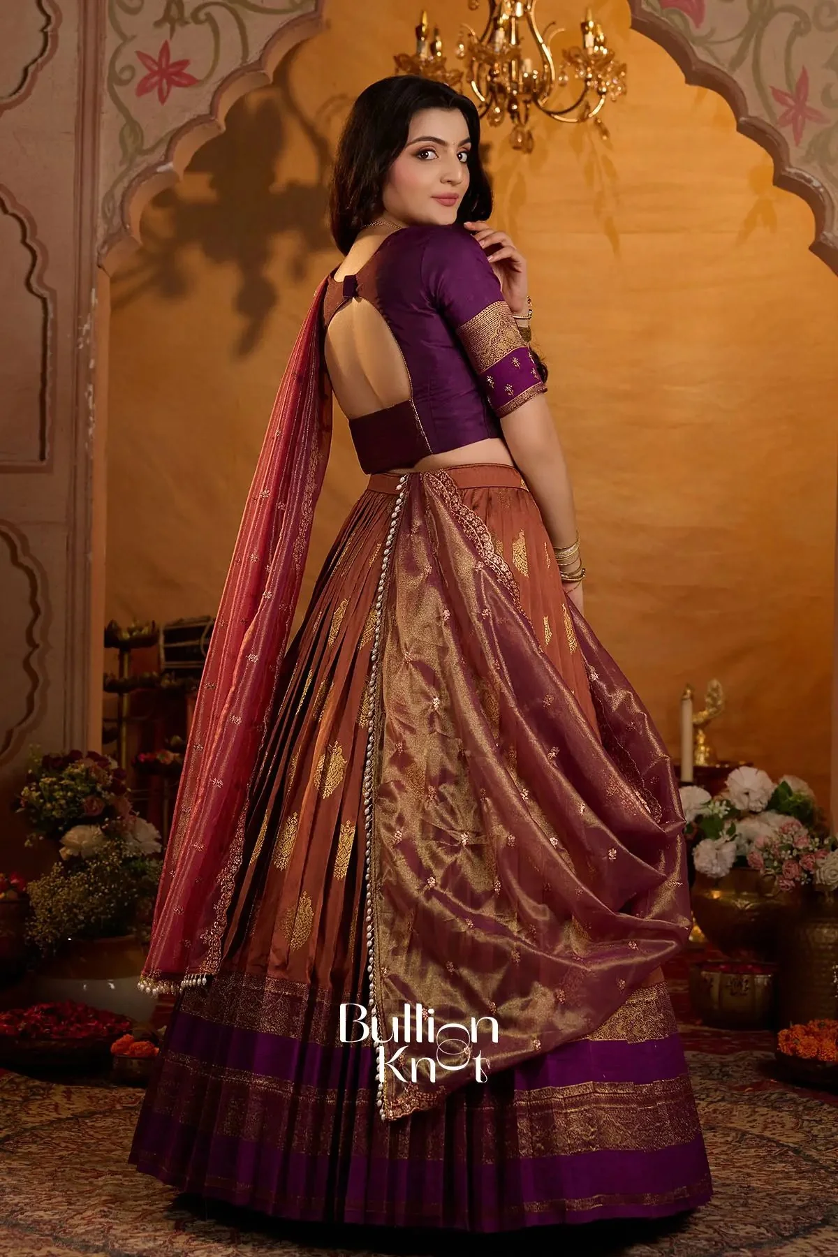 Ruprekha Gadval Silk Lehenga Set in Rust for Wedding - Image 4