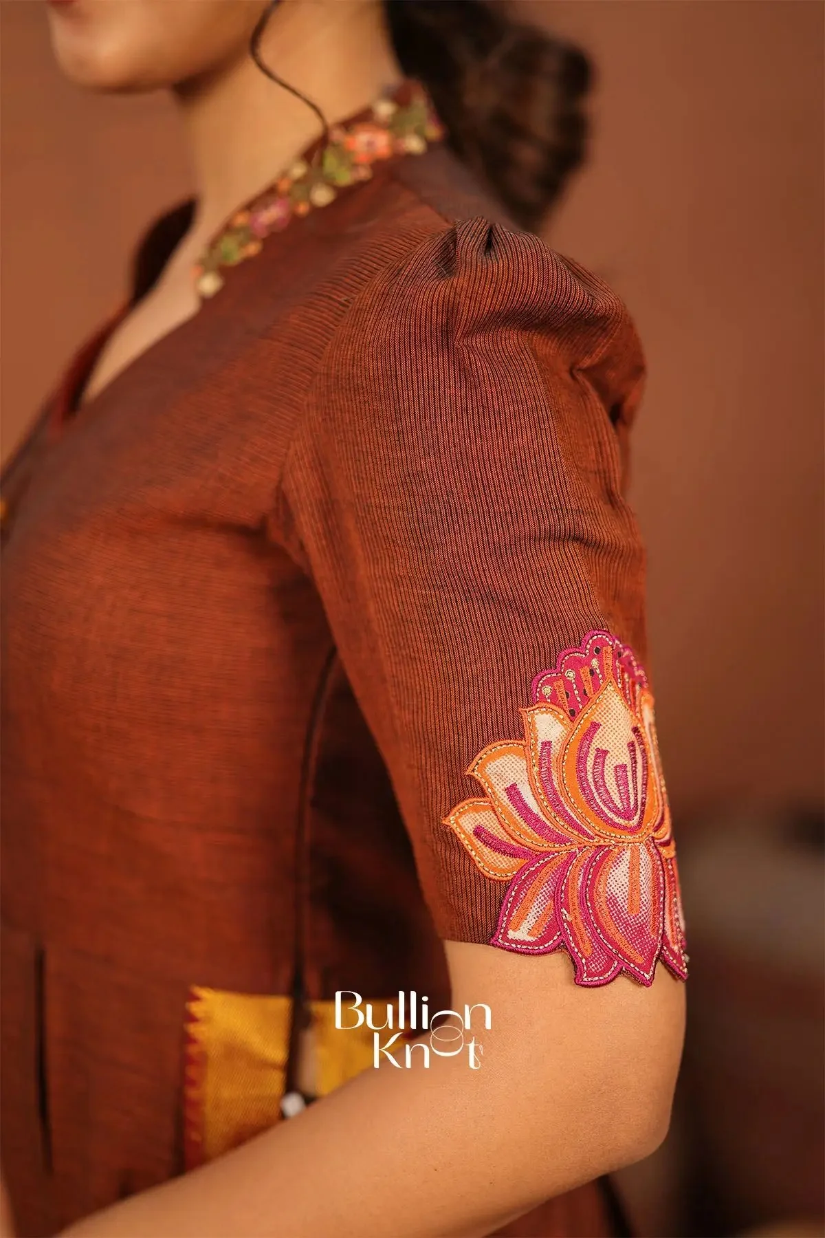 Rutuja Brown Handloom Kurta Set - 3 Piece for Festive Occasions - Image 6
