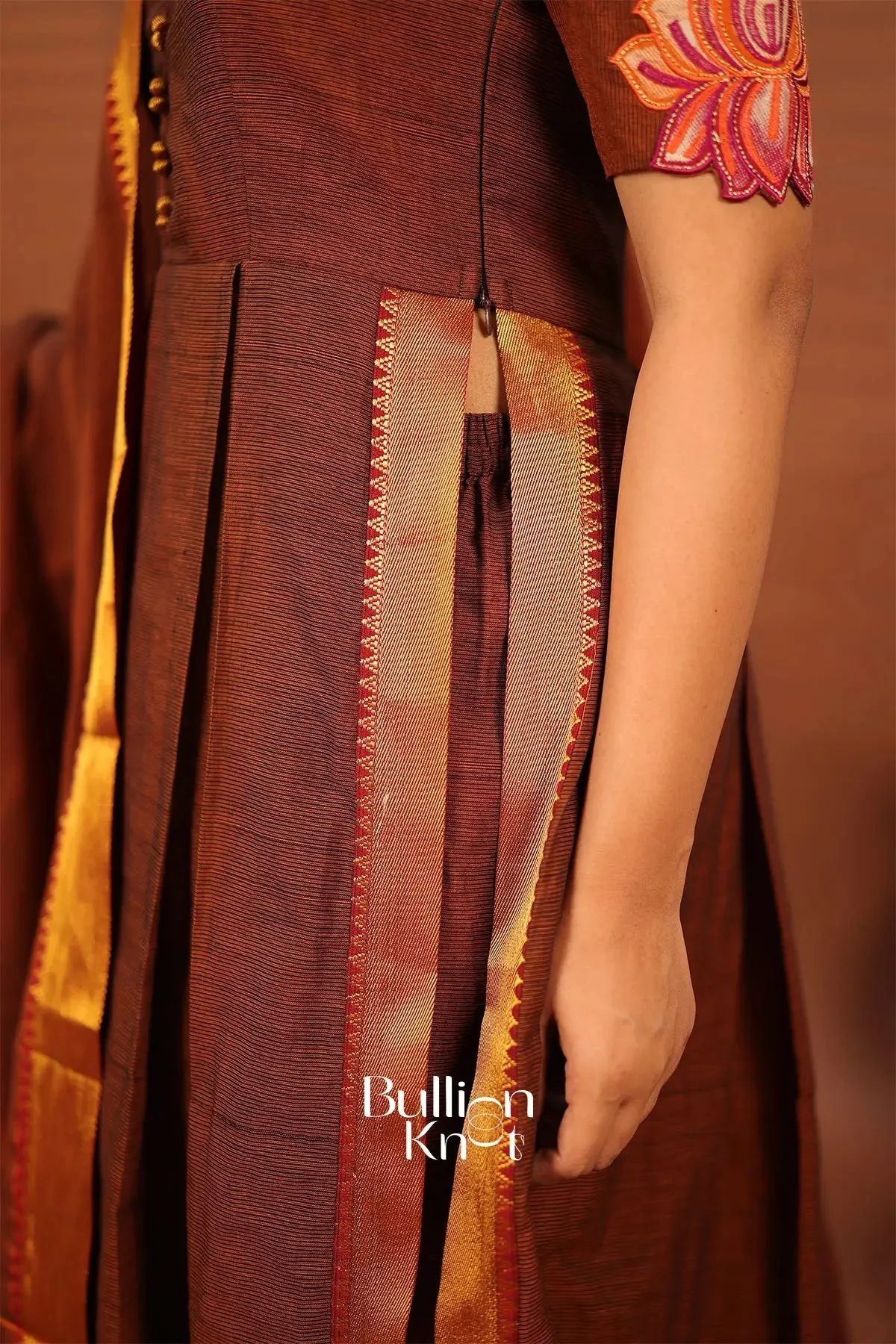 Rutuja Brown Handloom Kurta Set - 3 Piece for Festive Occasions - Image 7