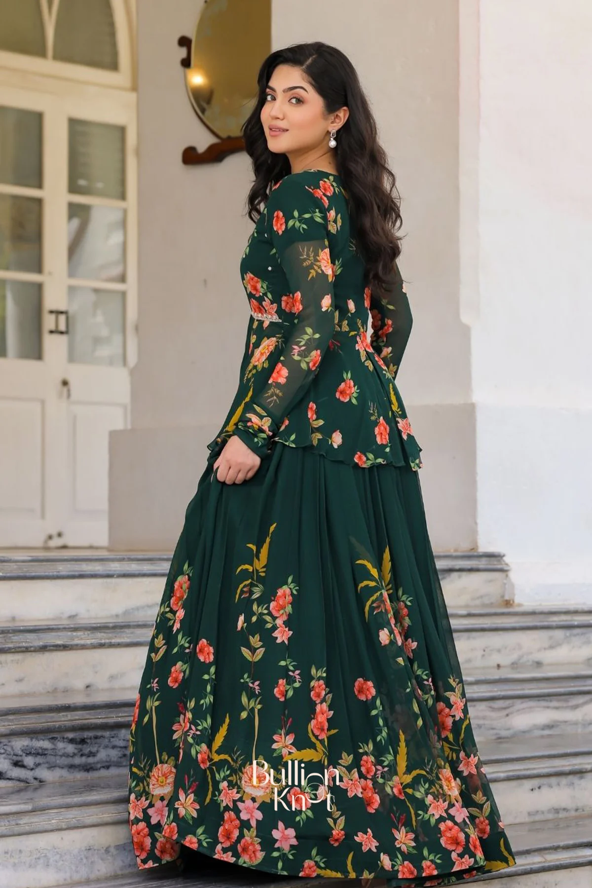 Saanya Serenity IndoWestern in Green - Image 3