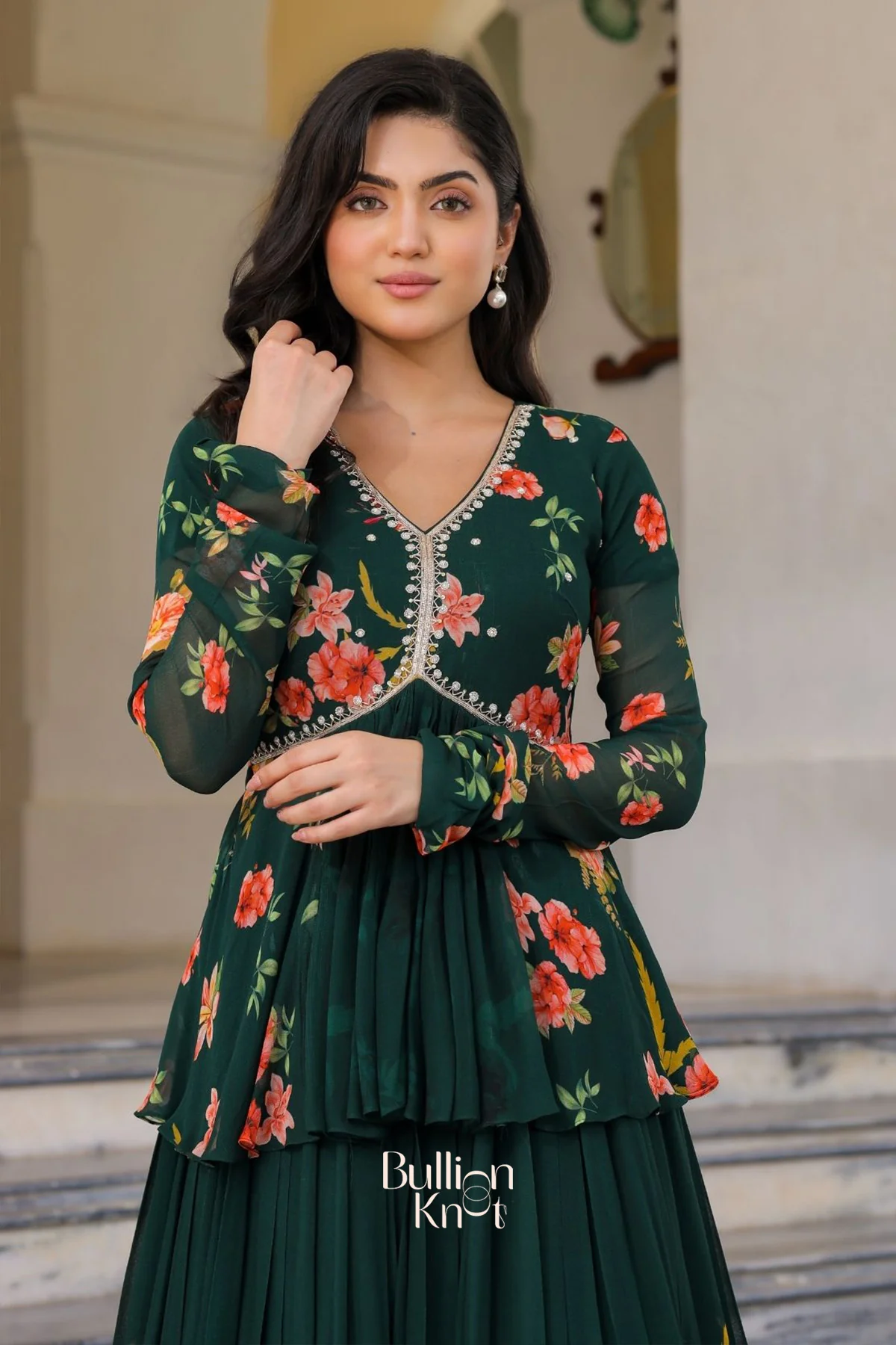 Saanya Serenity IndoWestern in Green - Image 4