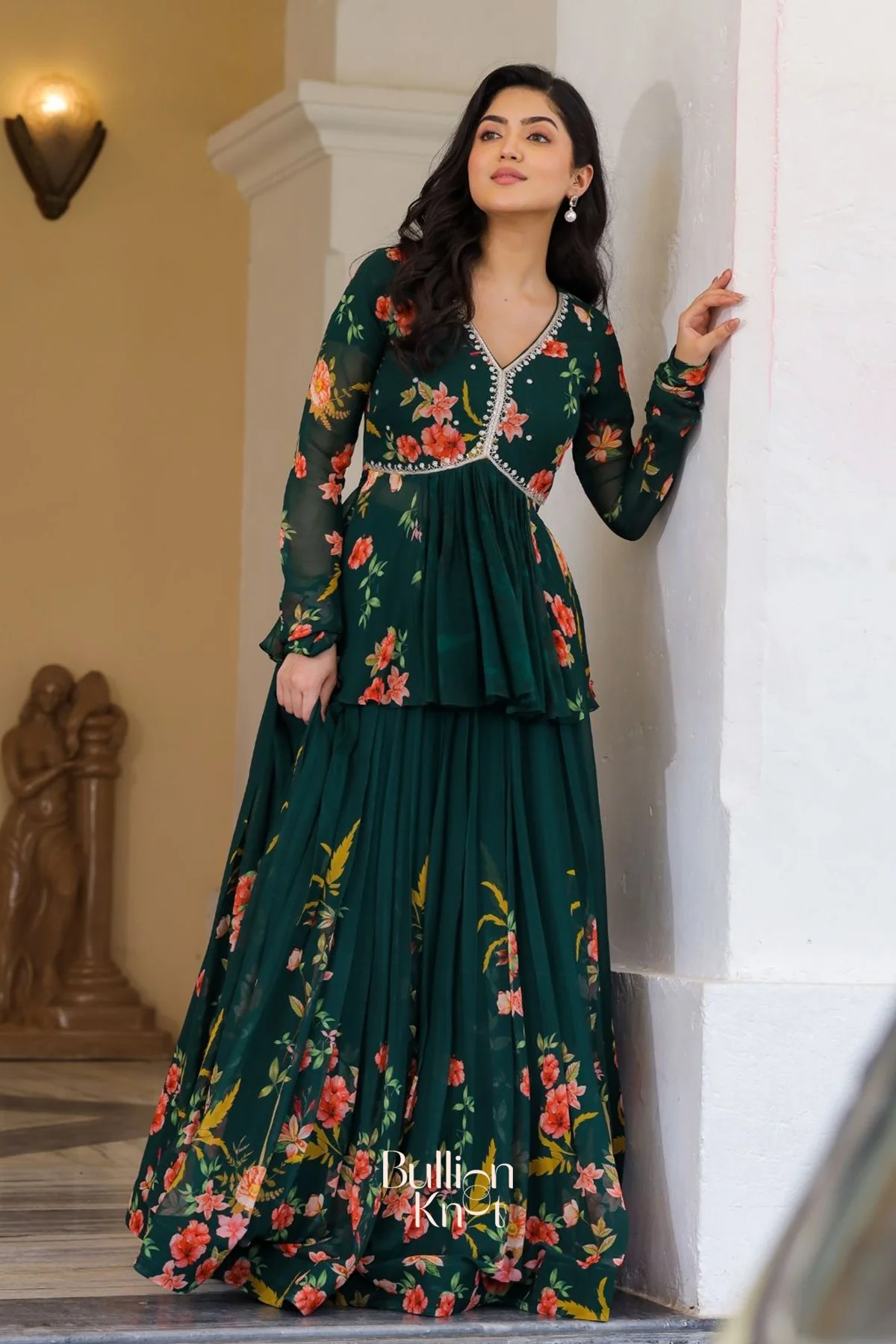 Saanya Serenity IndoWestern in Green - Image 5