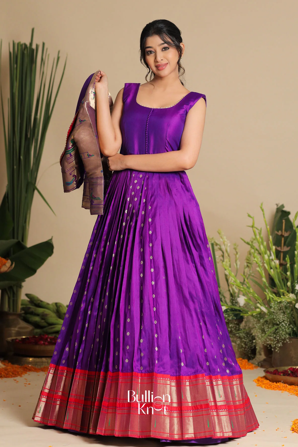 Sachika Pethani Banarasi Jacket Purple Gown Dress - Image 4