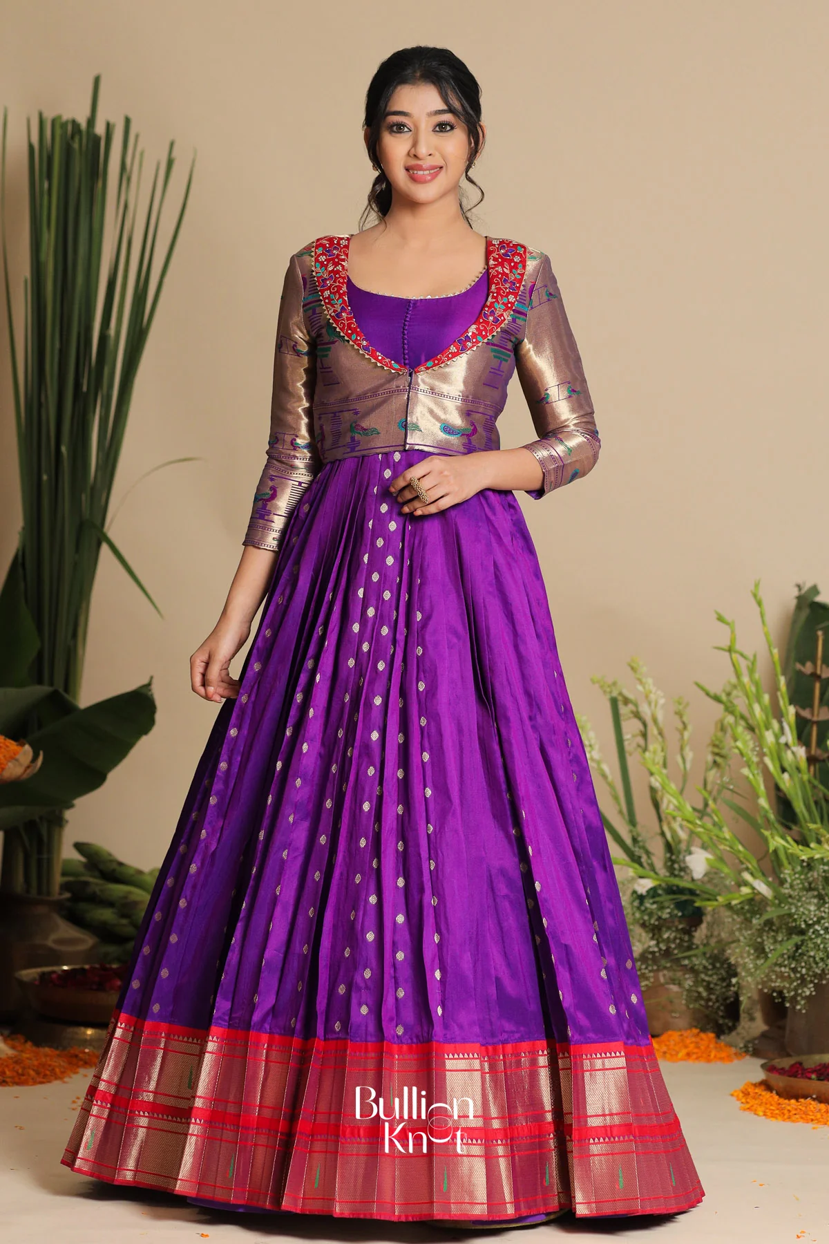 Sachika Pethani Banarasi Jacket Purple Gown Dress - Image 6