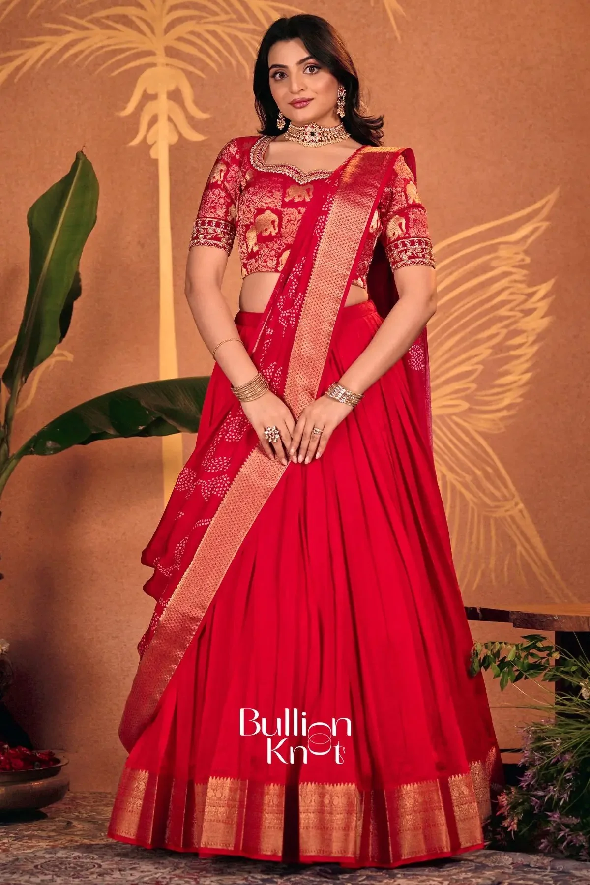 Saraswati Red Lehenga Set for Wedding Events - Image 3