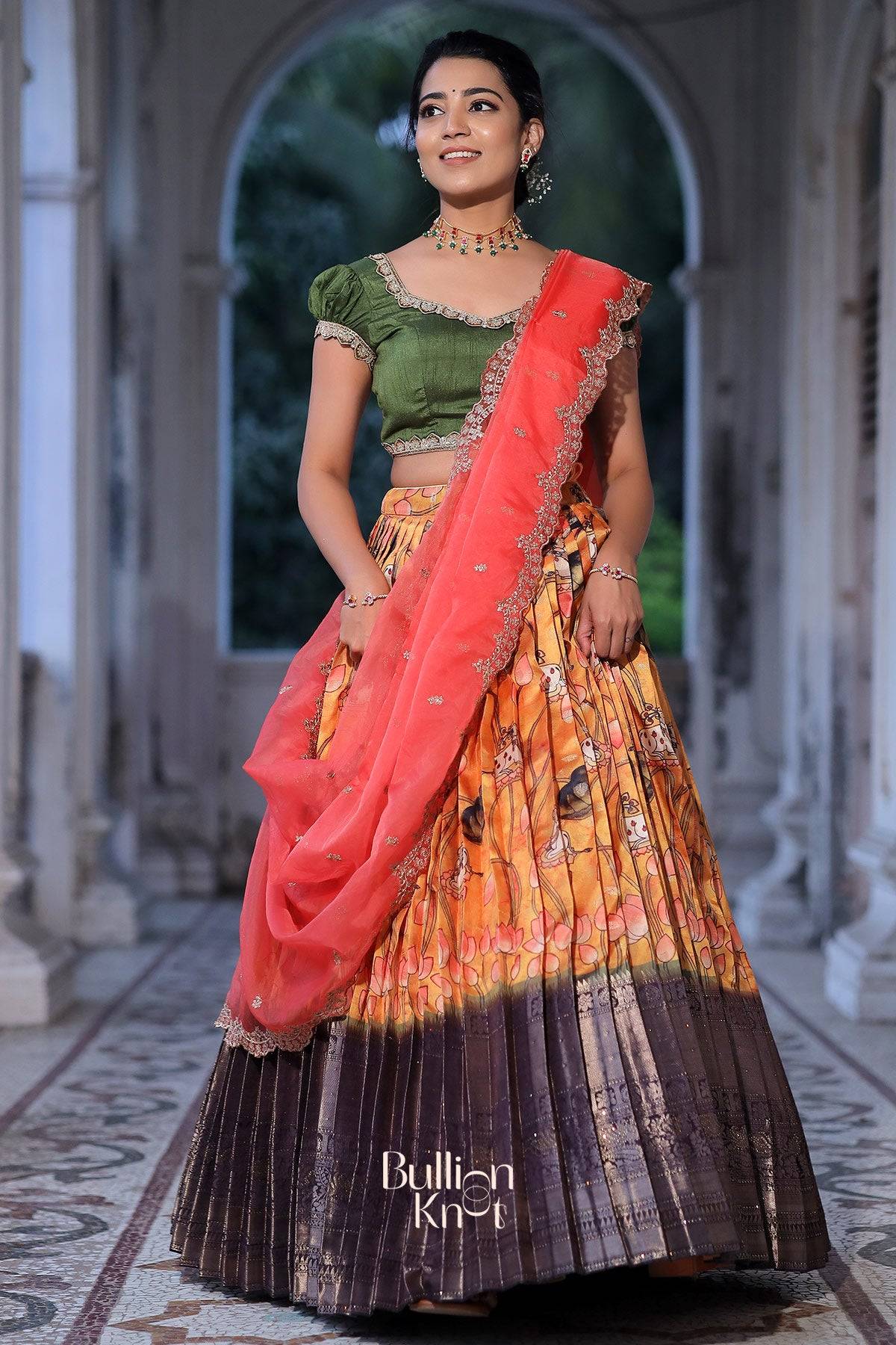 Sarojini Banarasi Green Lehenga Set - Image 4