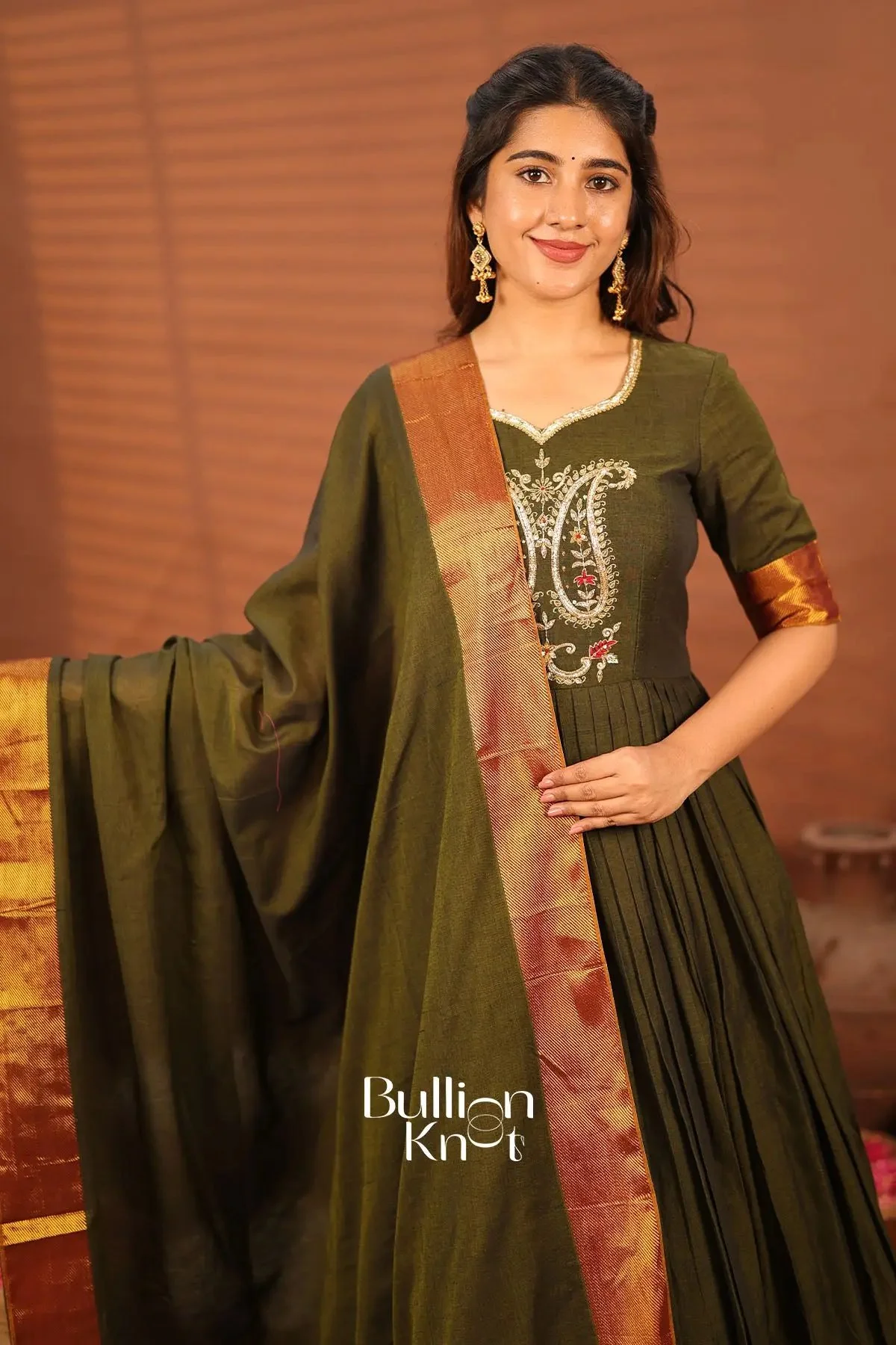 Shravani Green Anarkali Gown Set with Dupatta - Image 7