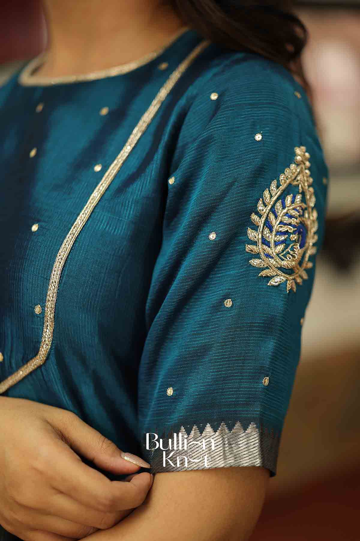 Shruti Blue Mangalagiri Kurta Set with Dupatta - Image 4