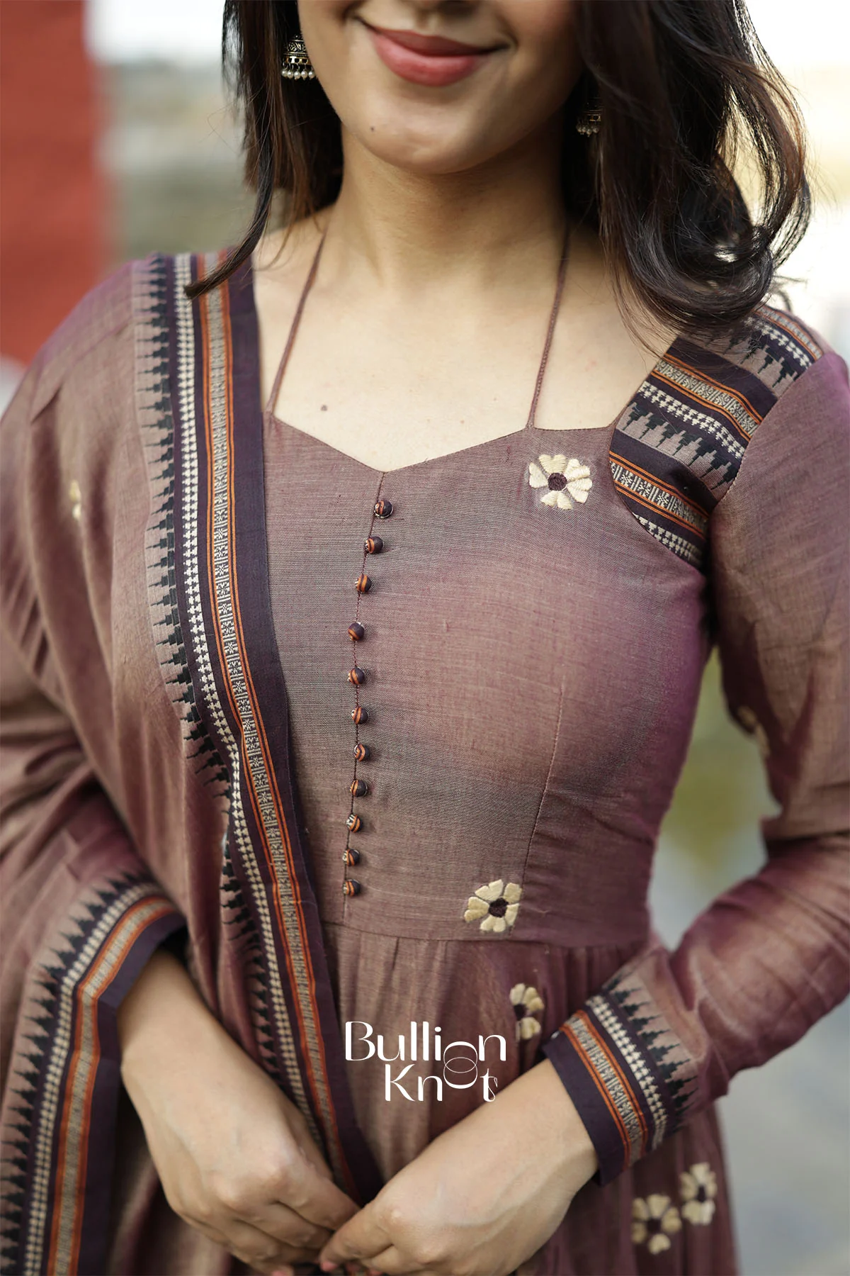 Sujata Chiku Chocolate Handloom Kurta Suit Set - Image 3