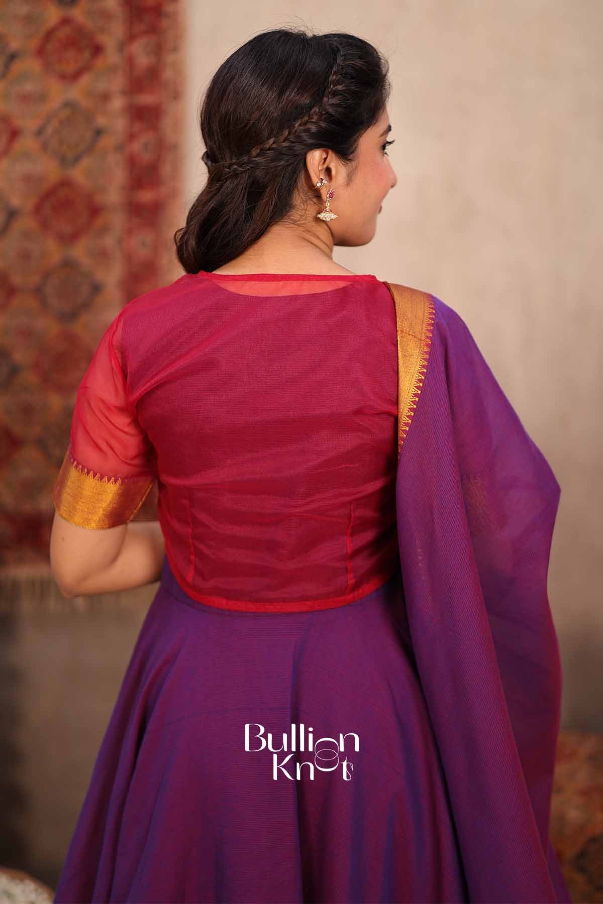 Taasvi | Purple Handloom Anarkali Suit Set for Women | Festive & Party Wear - Image 3