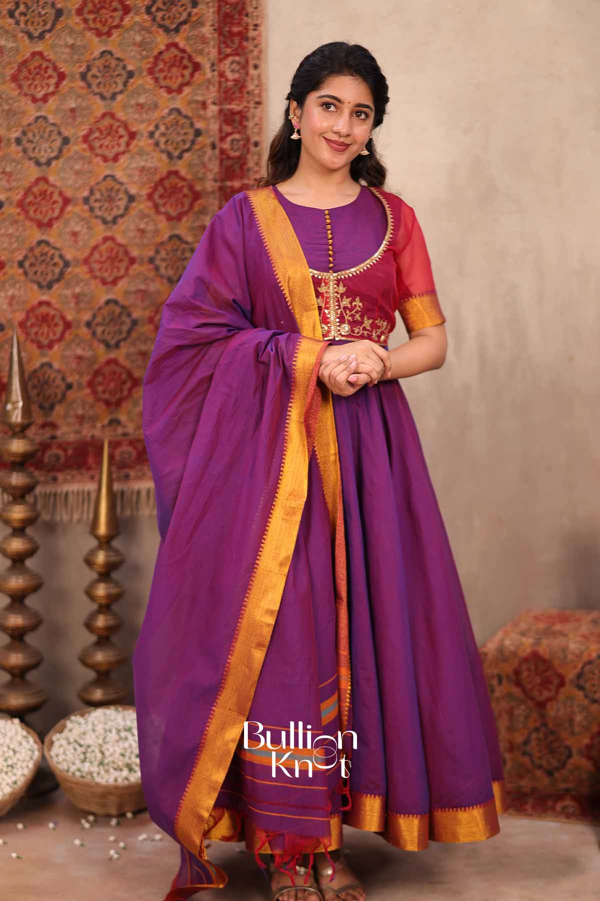 Taasvi | Purple Handloom Anarkali Suit Set for Women | Festive & Party Wear - Image 6