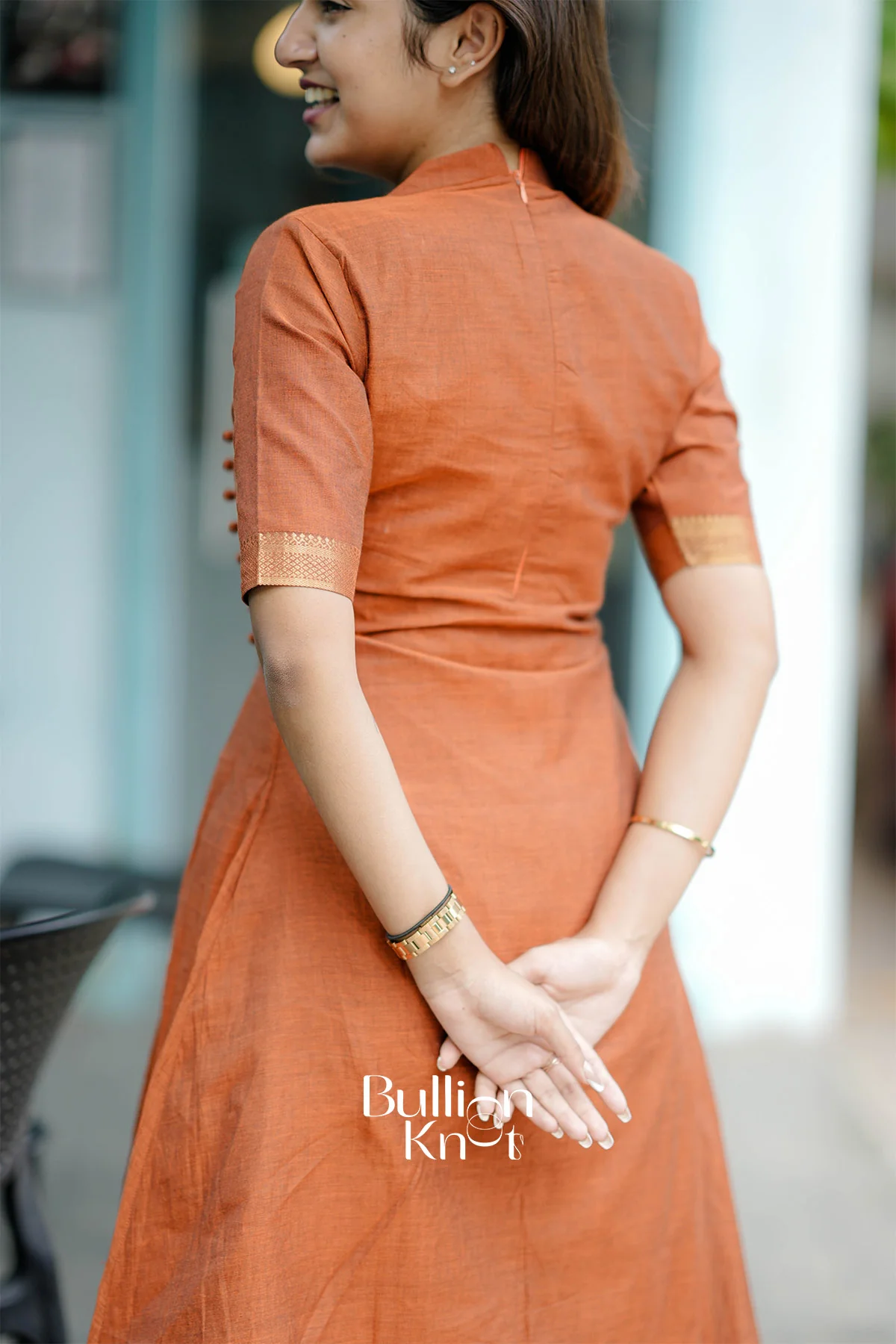 Tejasvi Handloom Kurta Set Rust Yellow for All-Day Elegance - Image 3
