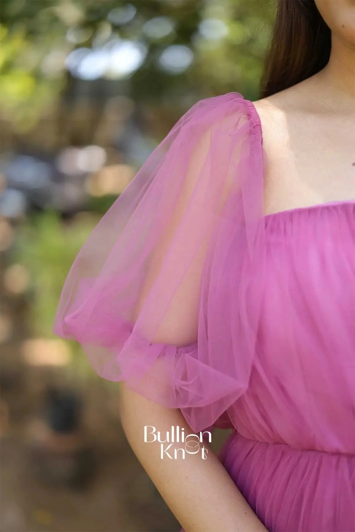 Pearl garden Interchangeable Sleeve Soft Net Pink Gown - Image 6