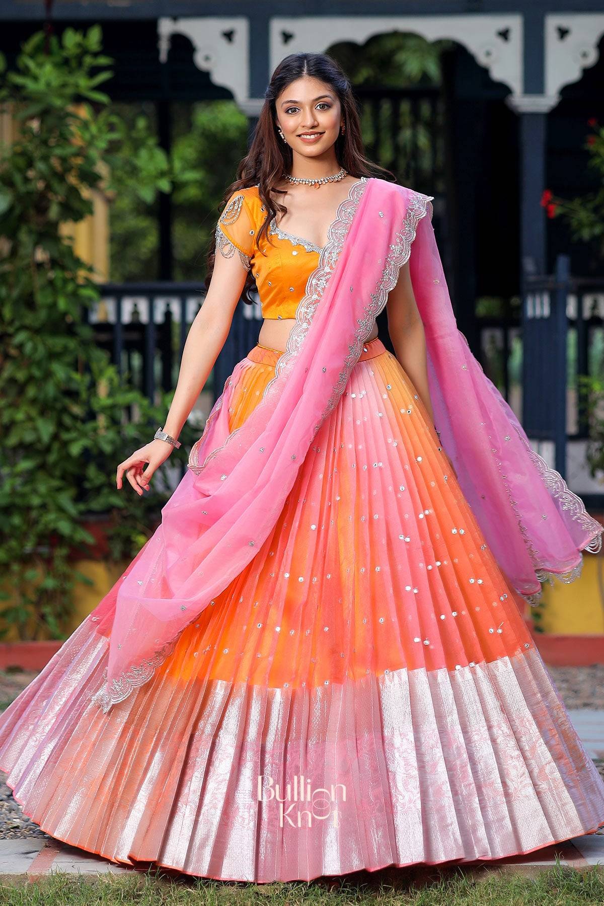 Tyohar Organza Orange Lehenga Set - Image 10