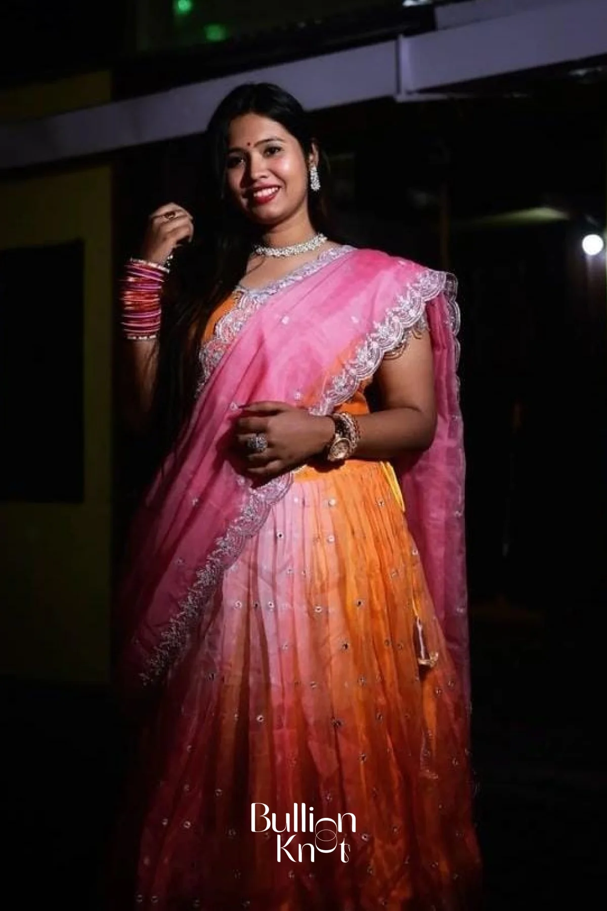 Tyohar Organza Orange Lehenga Set - Image 4