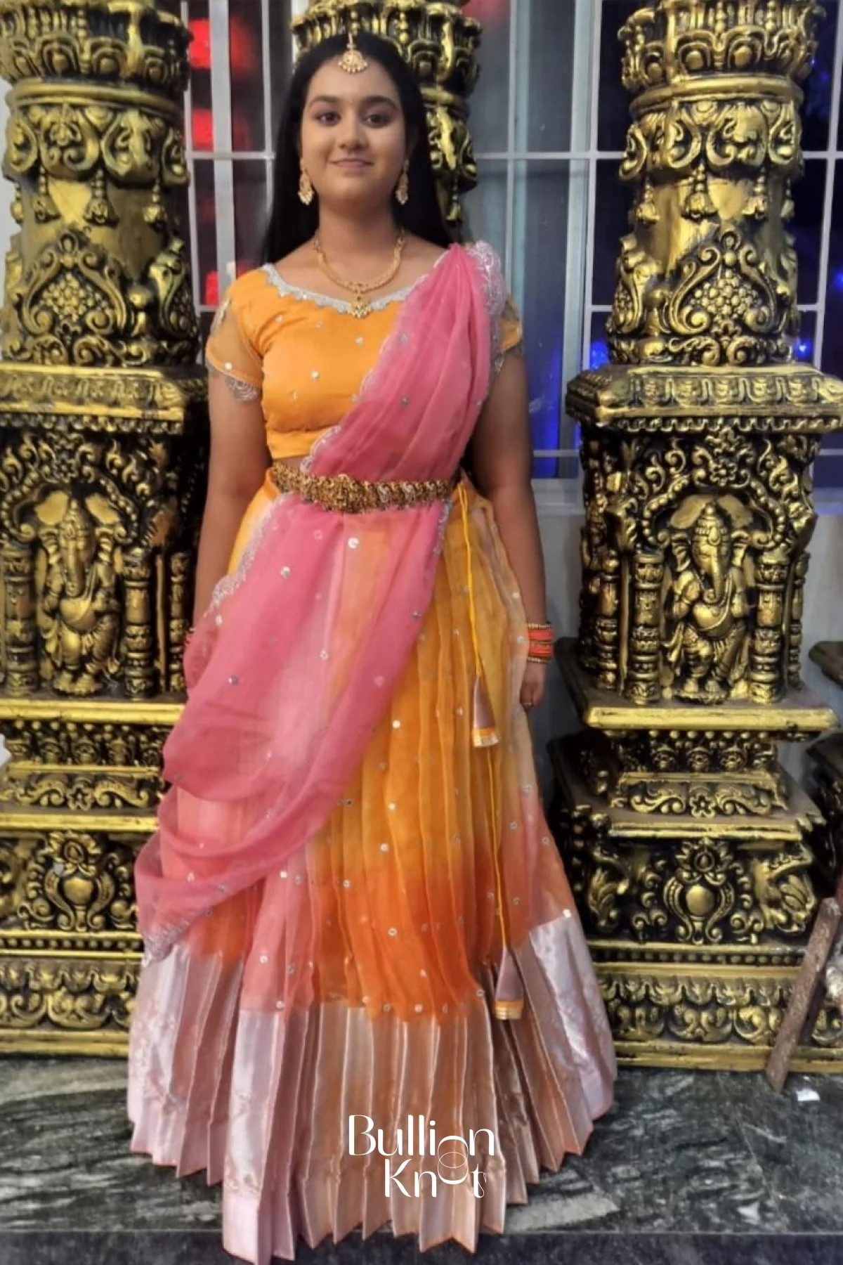 Tyohar Organza Orange Lehenga Set - Image 5