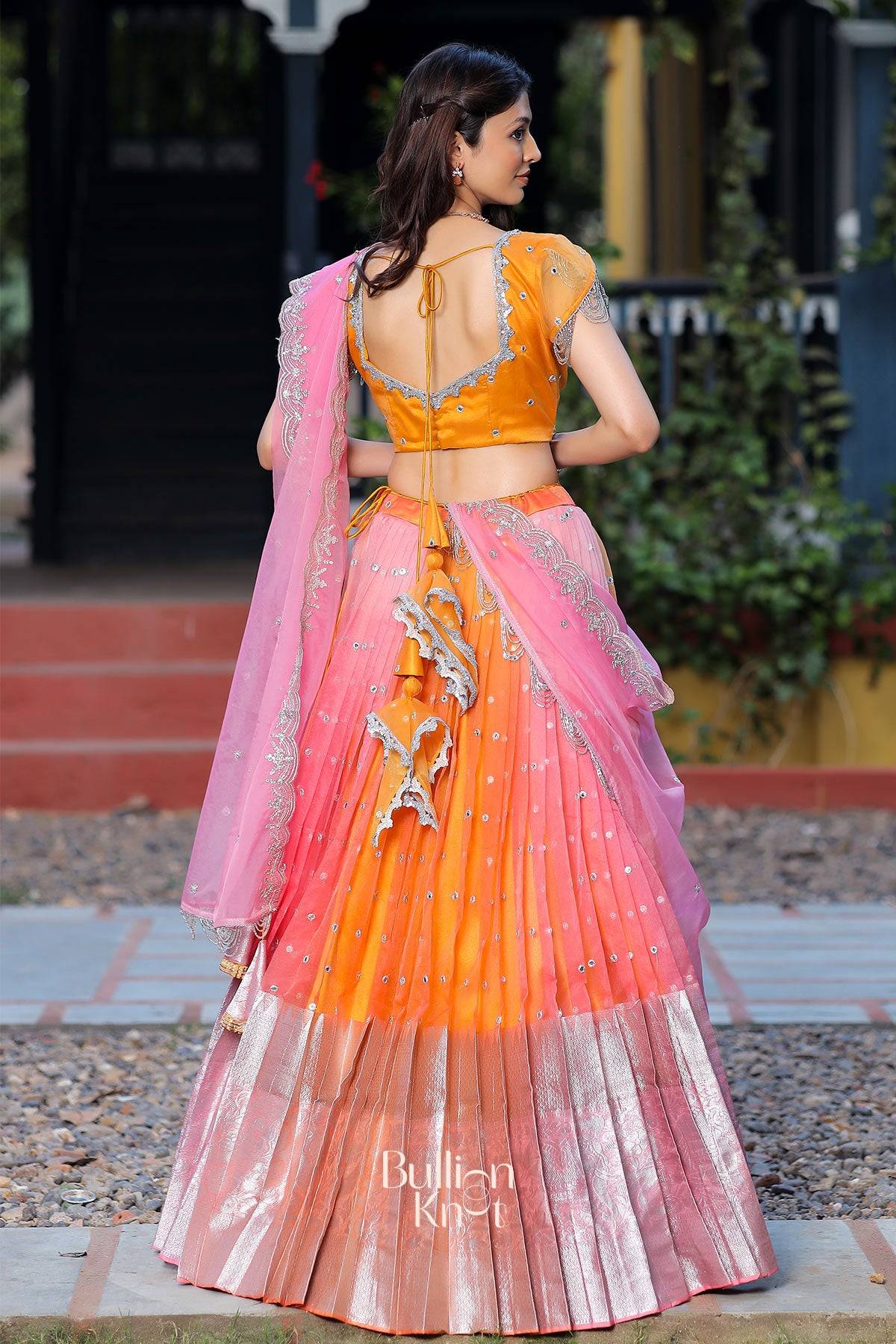 Tyohar Organza Orange Lehenga Set - Image 8
