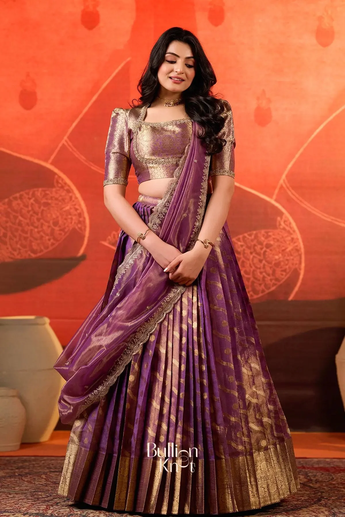 Urja Tissue Zari Purple Lehenga Set - Image 3