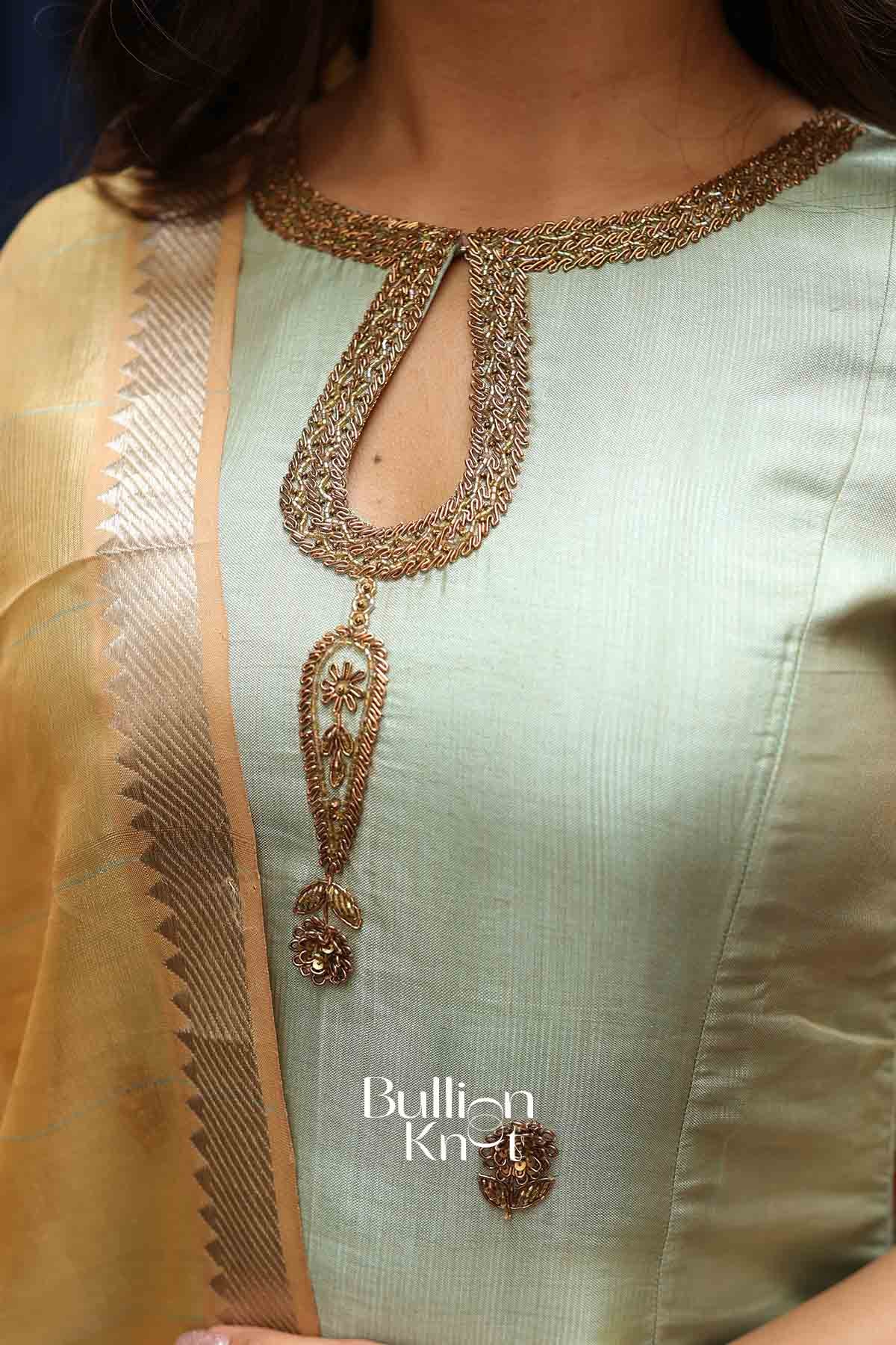 Vaibhavi | Elegant Pista Green Mangalagiri Suit Set with Dupatta - Image 3