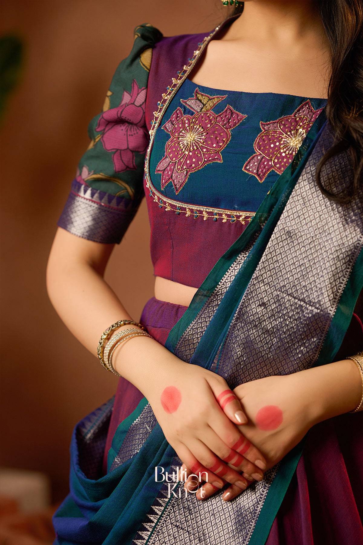 Vamika Half Saree Wine Lehenga - Image 5