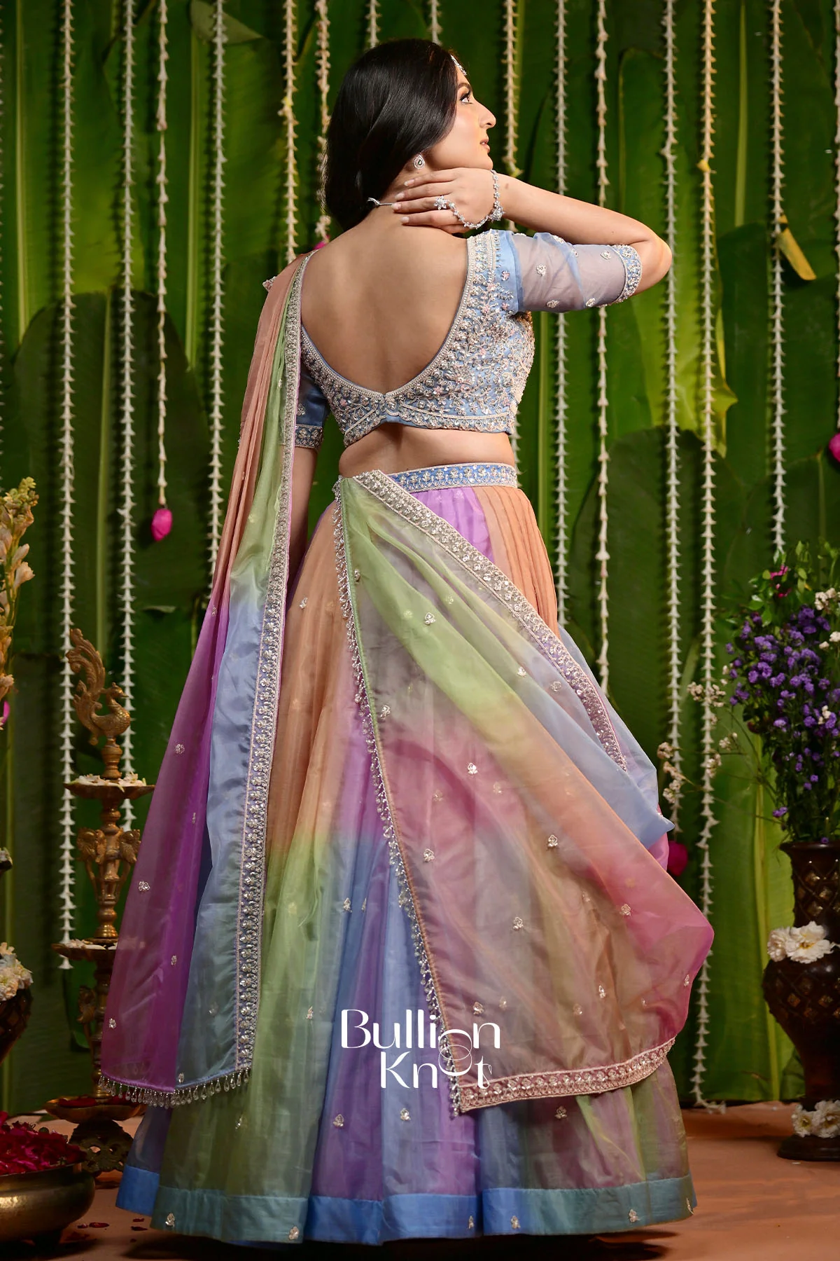 Vasundhara Rainbow Organza Lehenga Set - Image 5