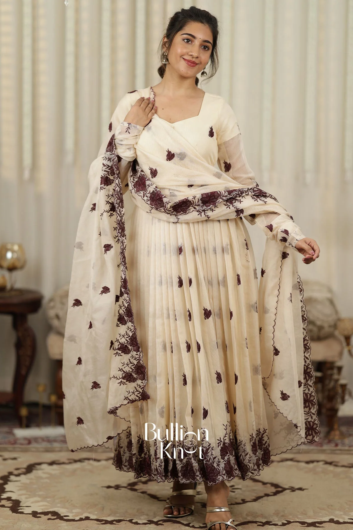 Shamisha White Rose Anarkali Set for Ethnic Elegance - Image 3