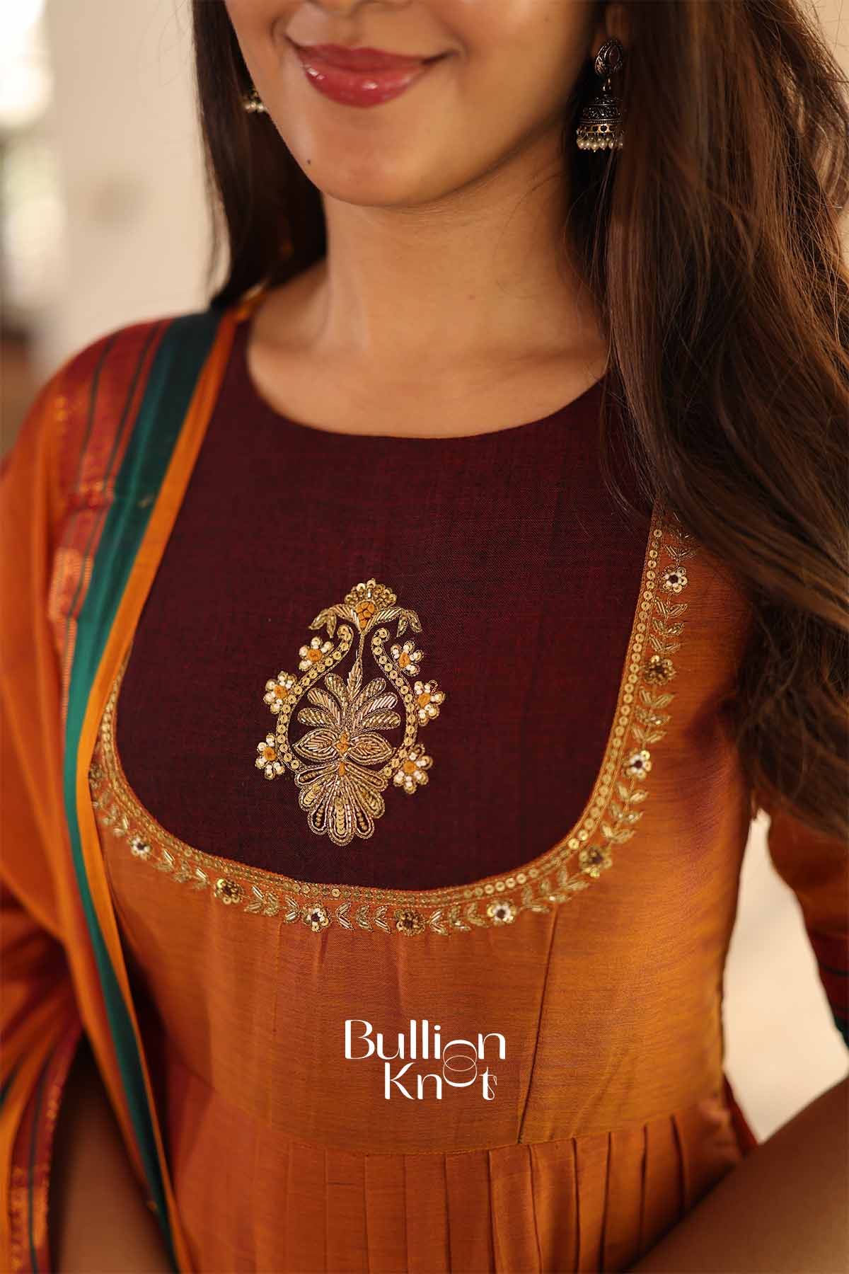 Yashika Orange Handloom Anarkali Kurta Set for All Occasions - Image 3
