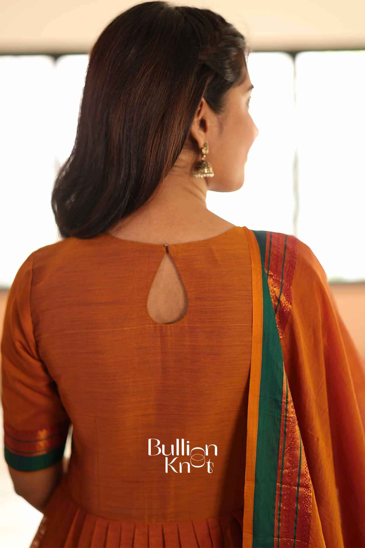 Yashika Orange Handloom Anarkali Kurta Set for All Occasions - Image 4