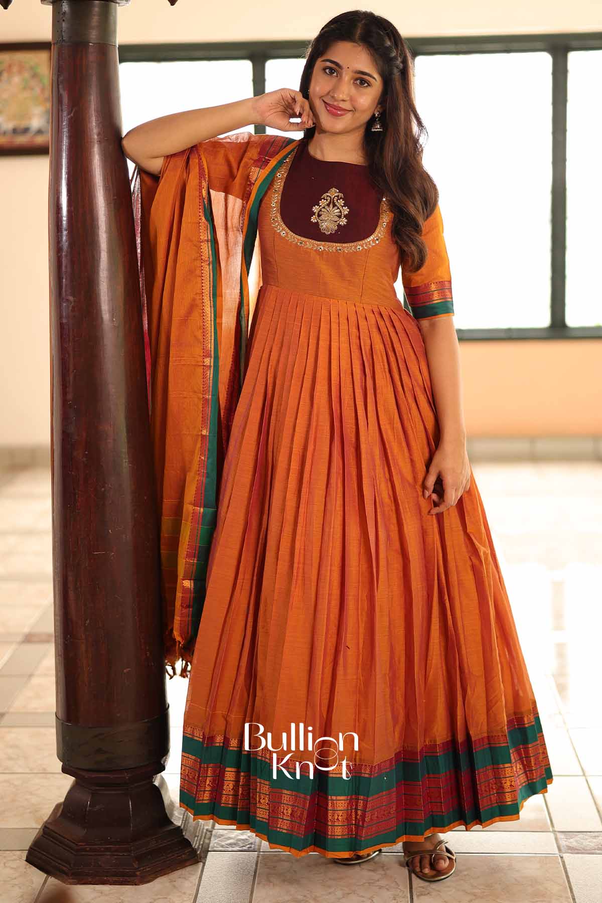 Yashika Orange Handloom Anarkali Kurta Set for All Occasions - Image 5