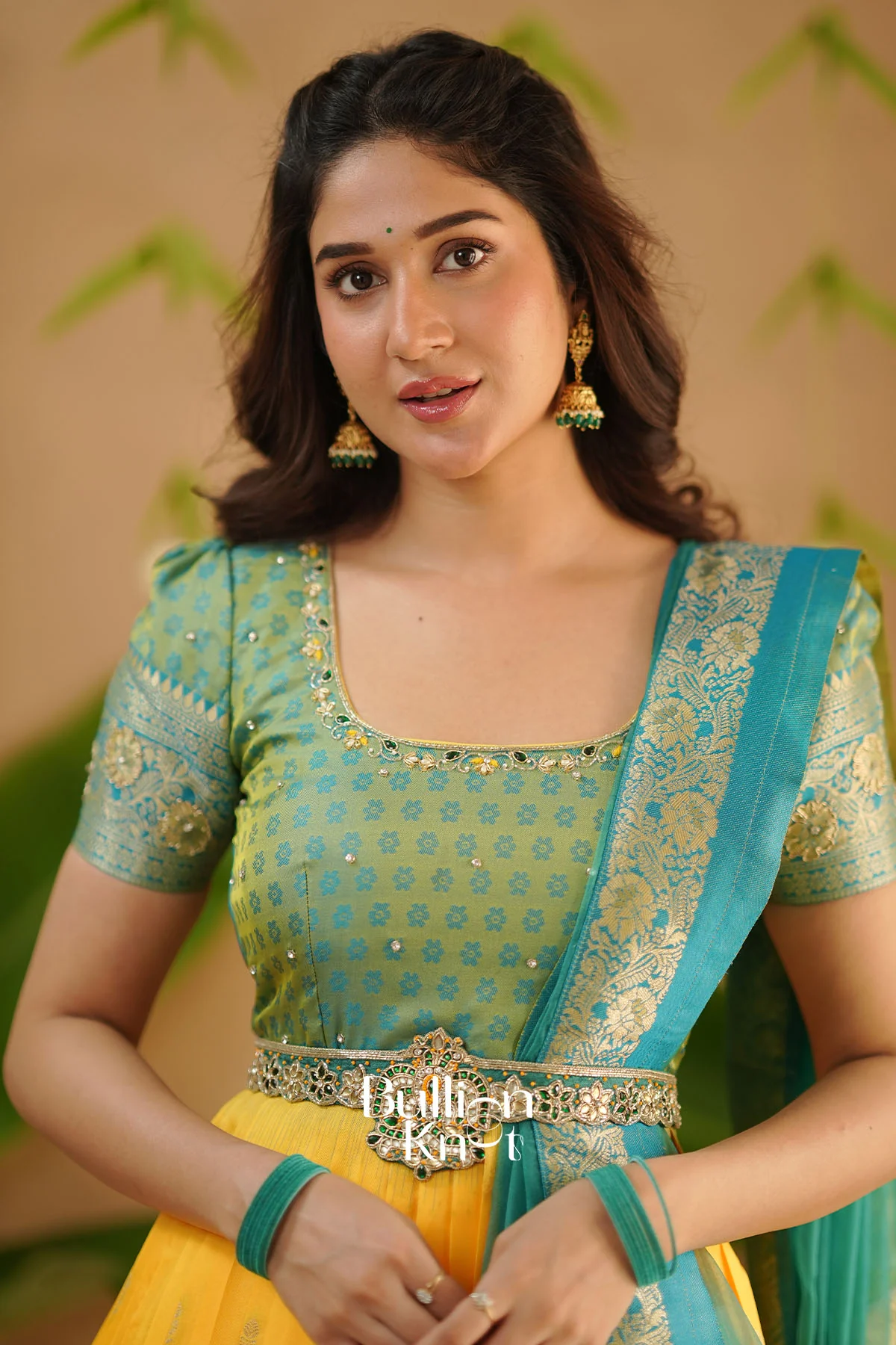Yogita Banarasi Silk Pattu Dress in Yellow - Image 6